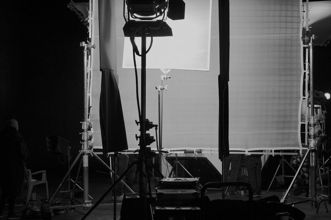 Professional studio lighting setup with LED panels and equipment for live broadcast